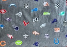 Pottery Barn PB Teen Flat Sheet Gray AFC NFL Football Team Logos Sz Twin