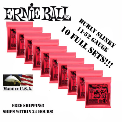 *10 PACK ERNIE BALL BURLY SLINKY 11-52 ELECTRIC GUITAR STRINGS 2226 (10 SETS)*