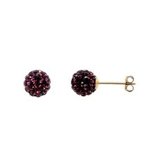 14K Yellow Gold Round Crystal Ball Push Back Stud Earrings 12 mm