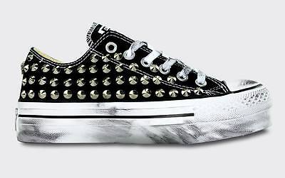 Converse Platform Black Silver Studded Custom Dirty Effect | eBay