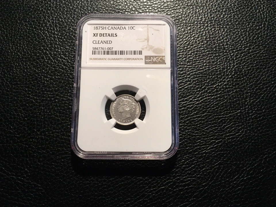 1875-H Canadian 10 Cents Rare NGCxf Details Very Light Cleaning. - Image 2 of 4