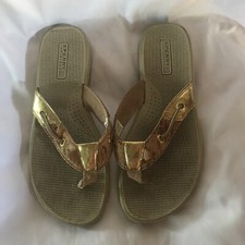 Sperry Sliders Brown Gold Flip Flop 7m