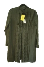 Citron Santa Monica Womens Size M Jacket Green Bamboo Blend Pleated NEW