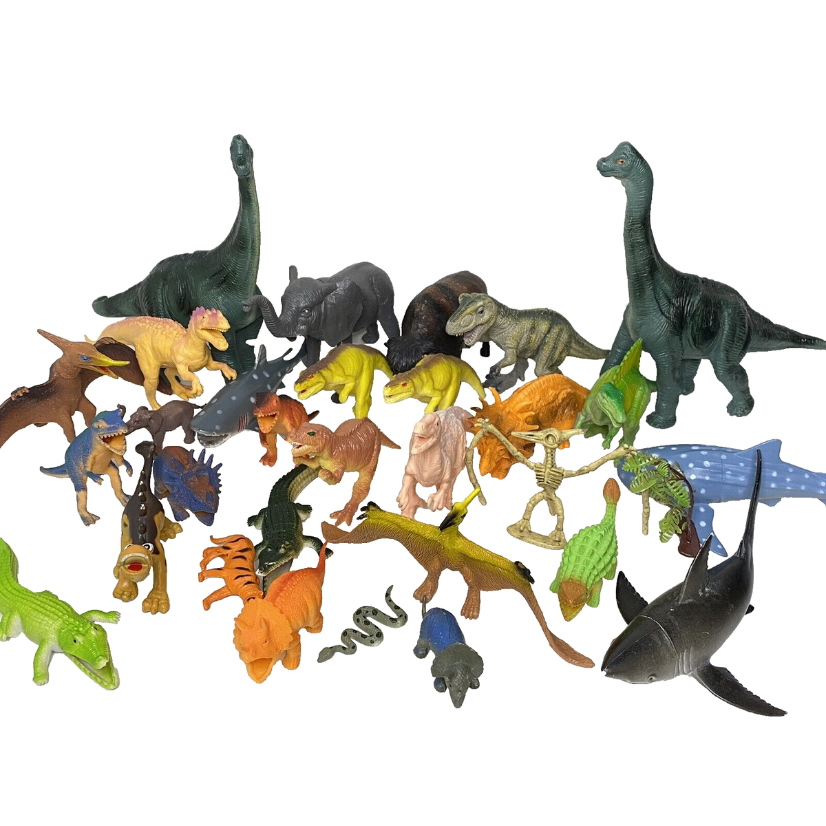 Dinosaurs/ Prehistoric Animal Toy Lot Of 20+ Figures (Brachiosaurus T Rex)