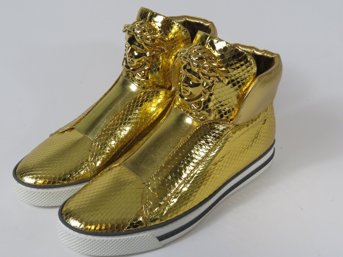 Versace Men\'s Python Print Leather Gold Medusa Drivers Car Shoes US 10 IT 43 La Medusa Leather Driver Shoes | VERSACE US main image 3