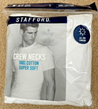 Stafford 4-Pack Men's Ultra Soft 100 Cotton Crew Neck T-Shirt White Large 