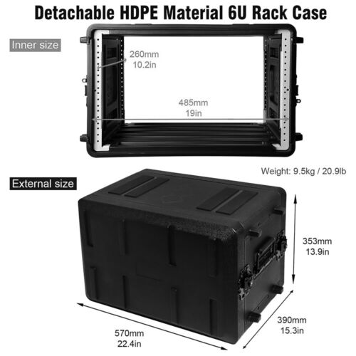 6U Rack Case Shallow 10.2" Depth 19" Rackmount Flight Case Watertight Dust-Proof - Picture 2 of 7