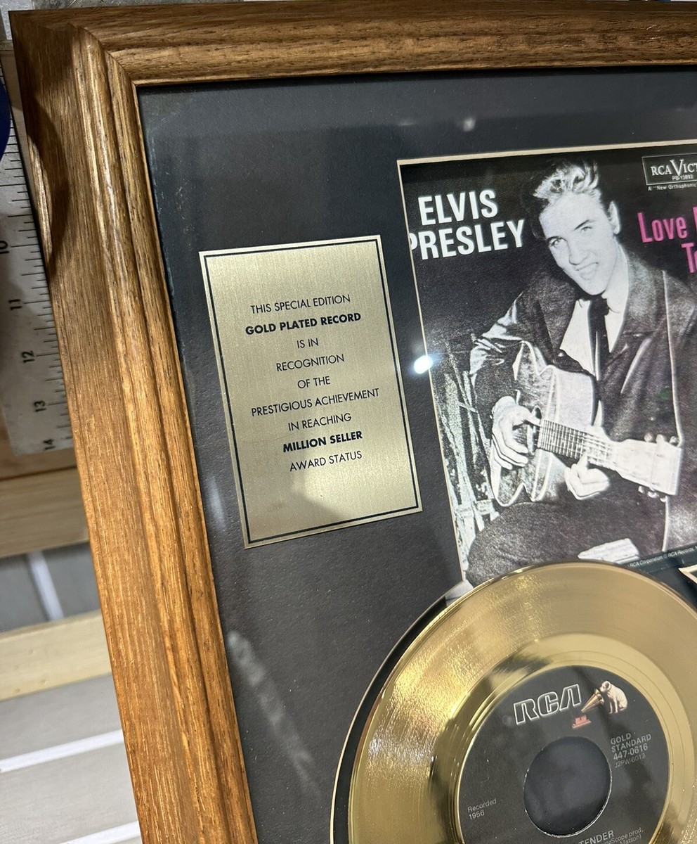 VTG 1997 Elvis Presley 24kt Gold Plated Record Love Me