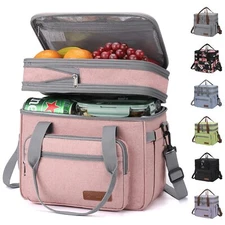 Lunch Bag Women,23L Insulated Lunch Box for Men Women,Expandable Double Deck ...