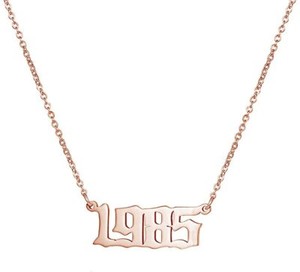 Authentic Birth Year Number 1985 Necklace with Chain 14k Rose Gold Plated Sterling Silver