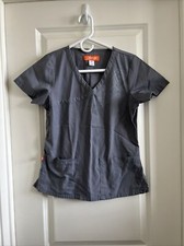 Orange Standard Women's Mock Wrap Medical Scrub Top Size XS Gray