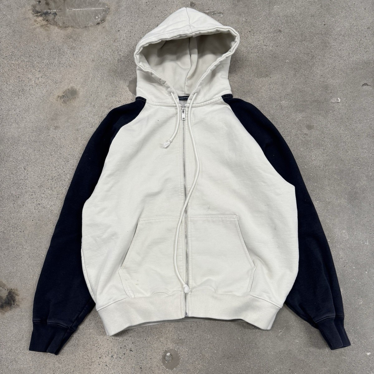 Women's Brandy Melville Oversized Boxy Heavyweight White Blue Zip