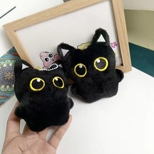 Cute Black Cat Plush Keychain - Soft Stuffed Bag Charm Doll Pendant for Car Keys