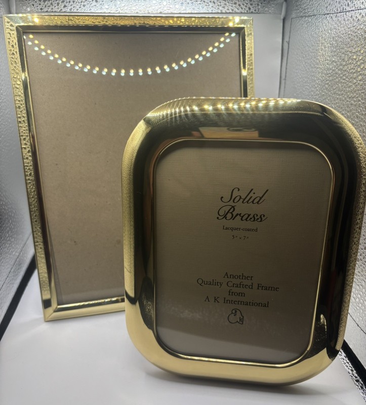 Lot Of 2 Vintage Brass & Gold Toned Photo Frames 8x10 5x7