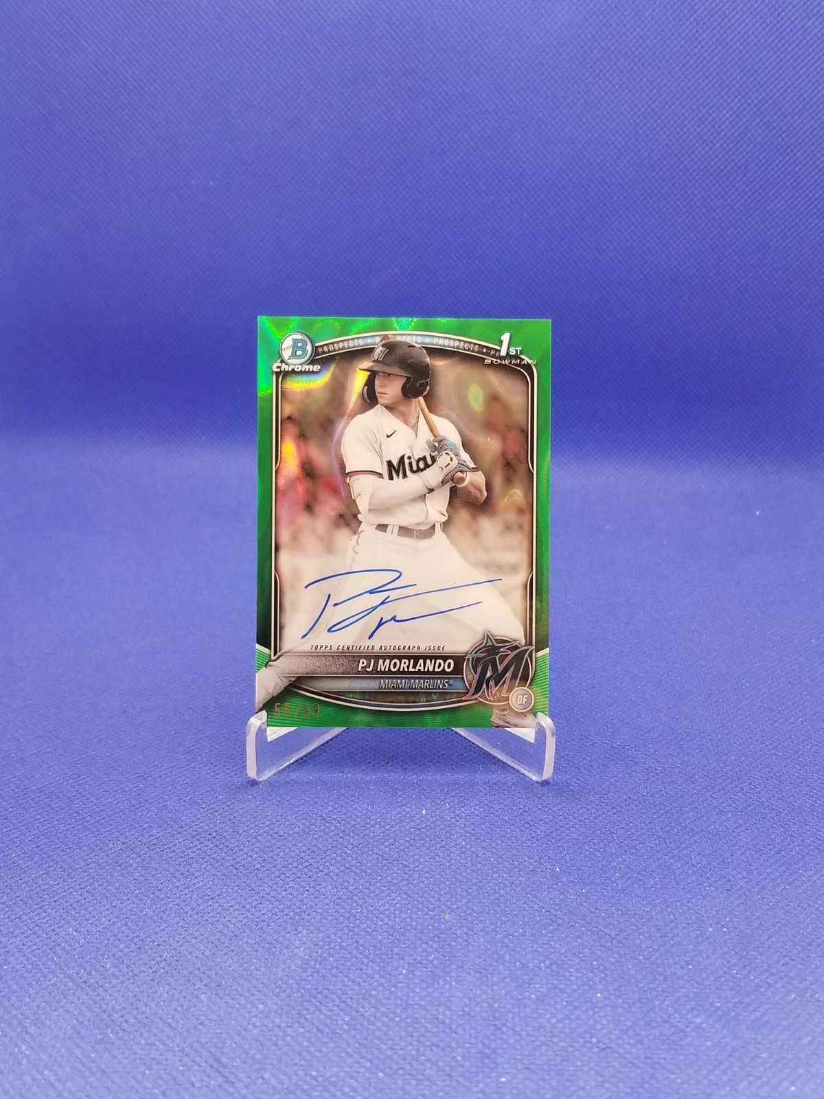 PJ Morlando 2025 Bowman Chrome 1st Bowman Green Lava Auto /99
