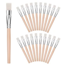 20Pcs 3/5 Inch Flat Paint Brushes, Wood Paint Brush, Watercolor Paint Brush, ...