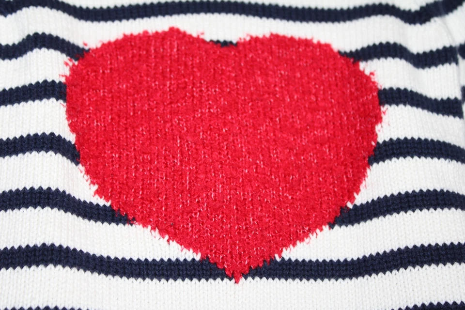 Suéter Baby Gap 2T Rayas Cuello Redondo 100% Algodón Tejido Diseño Corazón Pullover Foto 4 de 4