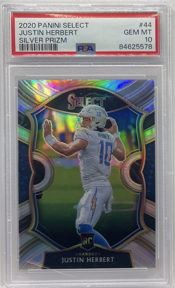 2020 Select Justin Herbert RC Silver Prizm Concourse #44 Chargers PSA 10 GEM