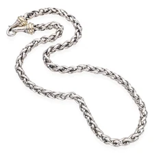 David Yurman Sterling Silver 14k Yellow Gold Spiga Link Chain Necklace
