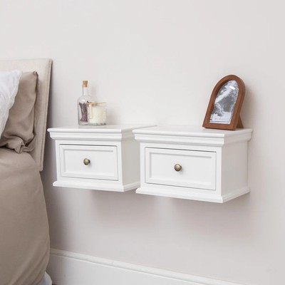 Paar weiße Nachttische zur Wandmontage - Daventry White Range