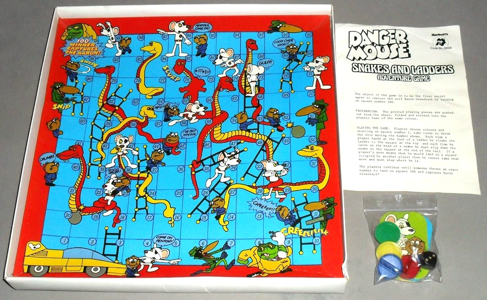 Danger Mouse Snakes & Ladders Board Game Harbutts Strategy 1982 COMPLETE RETRO - Image 2 of 4