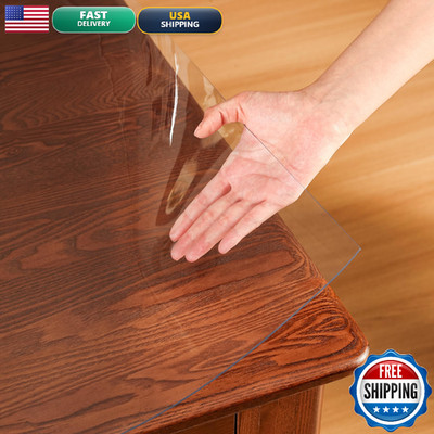 Etechmart 35.4 X 63 Inch Clear Table Cover Protector 1.5Mm Thick Custom Pvc