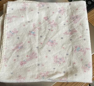 Baby Blanket Vintage Receiving Blanket Pastel Pink Baby Animals W/blue Bow Ties