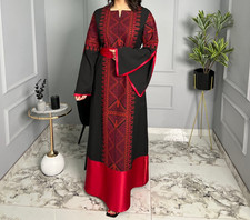 Women Palestinian Embroidery Abaya Elegant Modest Dress