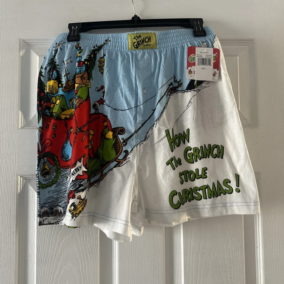 Nuevo con etiquetas Cómo el Grinch Robó Navidad Algodón Boxers Dr Seuss Max Pantalones Cortos para Dormir L Foto 4 de 4
