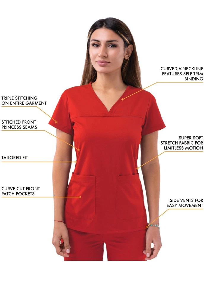 Adar Pro Scrubs For Women - Sweetheart V-Neck Scrub Top - Image 3 of 4