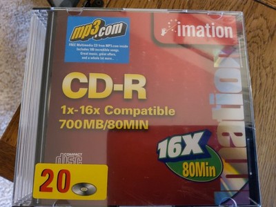 imation CD-R 1x-16x Compatible 700mb/80 min - 20-pack UNOPENED