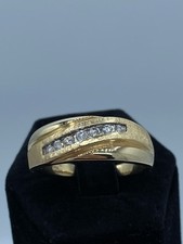 Men's 14K Yellow Gold Brushed Diamond Band 12.5