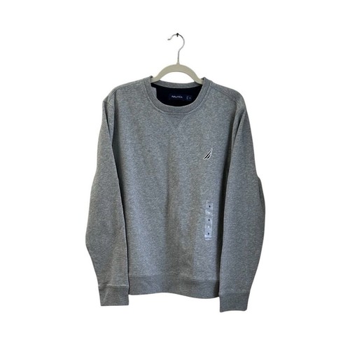 Nautica Men's Fleece Long Sleeve Crew Neck Sweatshirt Grey heather Size Med NWT