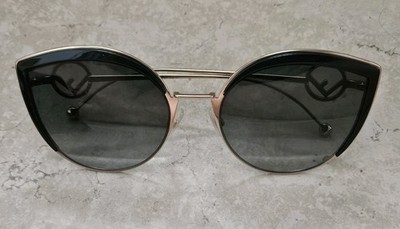NWOT FENDI BUTTERFLY ITALY BLACK GOLD CAT EYE METAL F LOGO OVERSIZED SUNGLASSES NWOT FENDI BUTTERFLY ITALY BLACK GOLD CAT EYE METAL F LOGO  main image 4