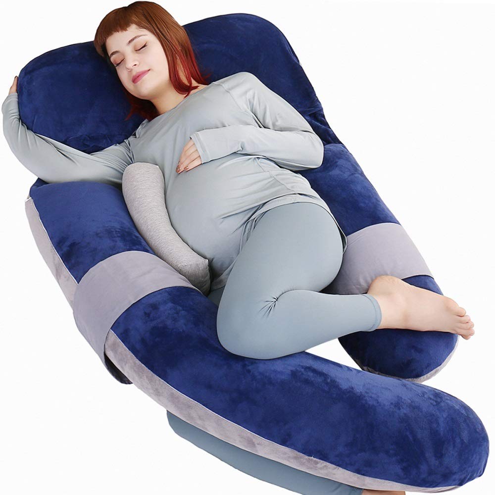 60 Inch Detachable U-Shaped Pregnancy Pillow for Full Body Support and Nursing Comfort-image