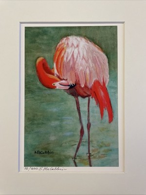Limited Ed Giclee Reproduction Flamingo Watercolor   Signed  Susan McCubbin