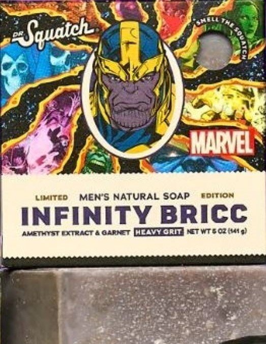 ¡OFERTA! ¡¡NUEVO AROMA!! PACK 2 Barras Dr Squatch INFINITY BRICC MARVEL ¡Edición Limitada!