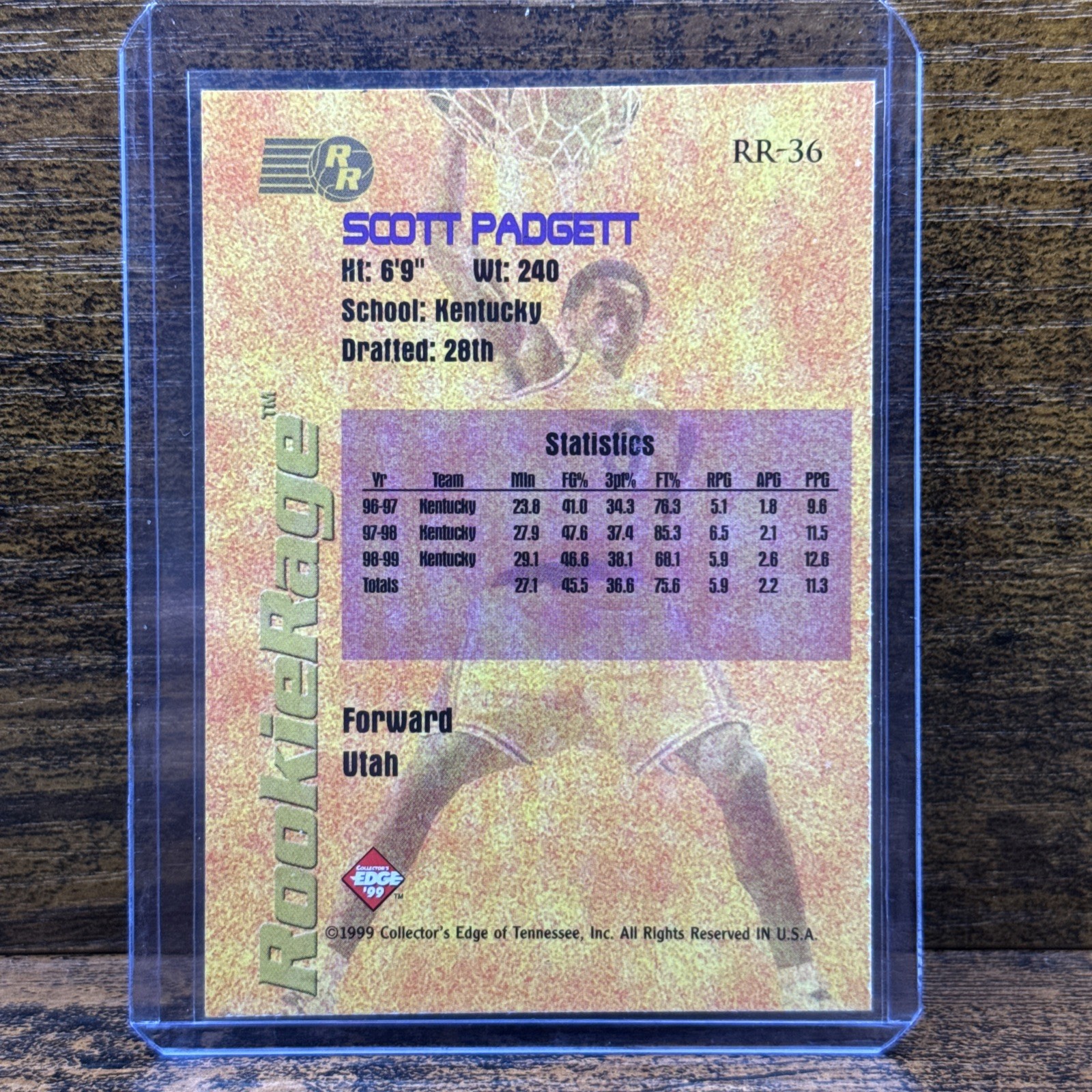 Scott Padgett 1999 Collector's Edge Rookie Rage Pro Signatures #RR-36 Auto RC🏀