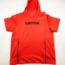Nike Dayton Shirt Mens Large Red Dri-FIT Short Sleeve Hooded Pullover 908349-657