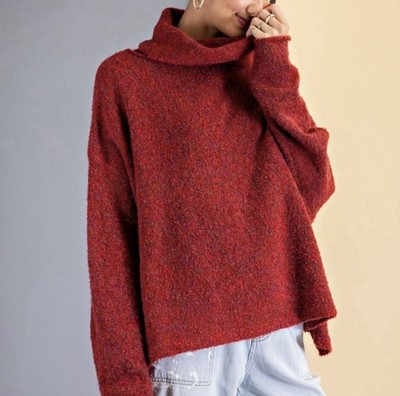 Easel oversized relaxed fit cowl long sleeve sweater women s Size  Medium