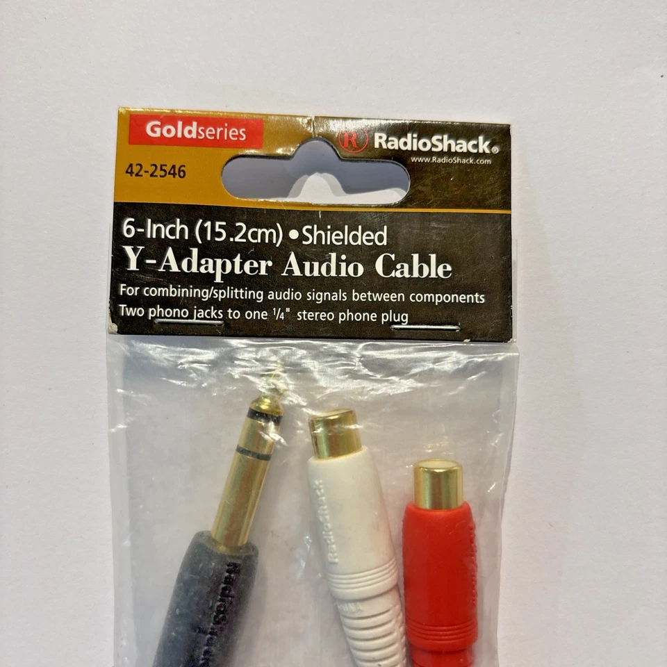 NEW RadioShack 42-2546 6-Inch Shielded Y-Adapter Audio Cable - 1/4" Male to Dual - Image 2 of 4