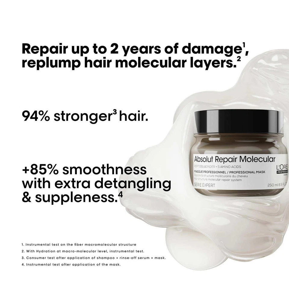 L'Oréal Professionnel Absolut Repair Molecular Deep Repairing Cream Mask - 250ml - Image 3 of 4