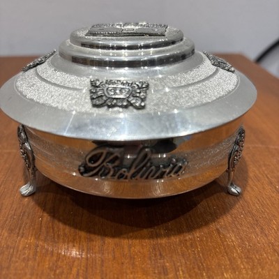 Bolivien Zinn Schmuckschatulle Truhe Ring Schmuck aufklappbar Samt Azteken