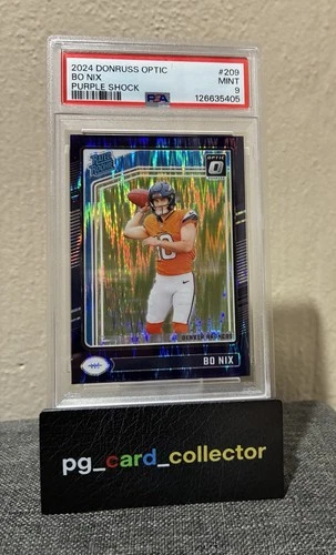 2024 Panini Donruss Optic Rated Rookie Bo Nix #209 Purple Shock Prizm PSA 9 RC