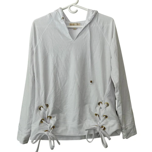 Camicia Michael Kors con cappuccio e lacci laterali classica spiaggia nautica vacanza bianca M