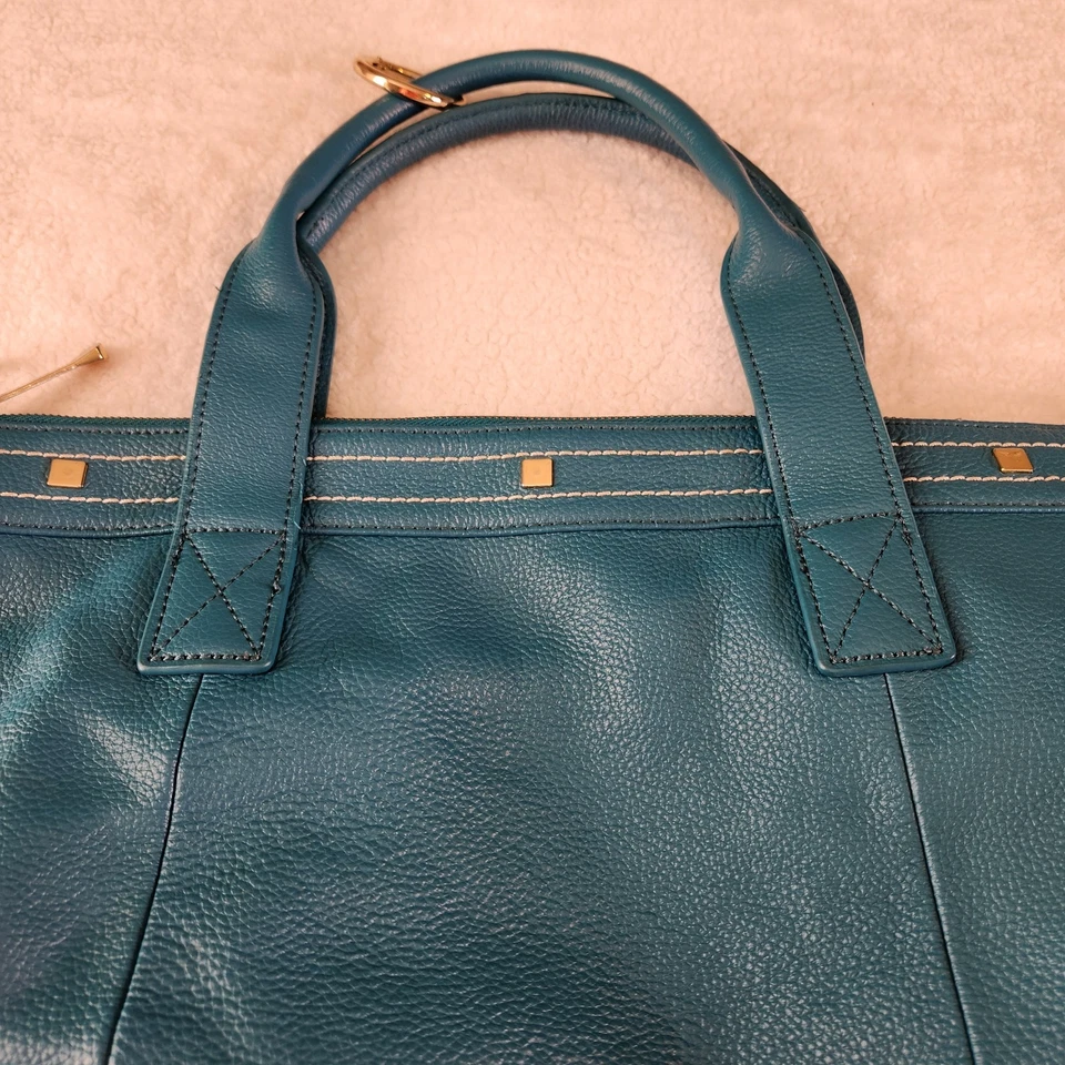 Bolsa Cuore & Pelle Amelia couro pebbled azul-petróleo bolsa grande com zíper bolsos - Imagem 3 de 4