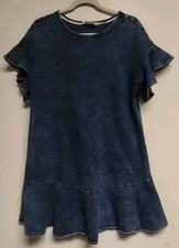 Anthropologie Saturday Sunday Dress Odette Womens Small Short Ruffle Sleeve Blue