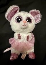 Ty Beanie Boos NINA the Mouse 6" Beanbag Plush Stuffed Toy w/ Pink Glitter Eyes