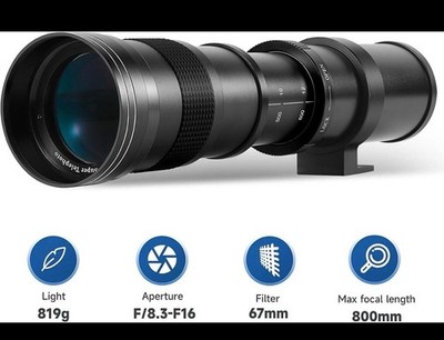JINTU 420-800mm F/8.3-16 Telephoto Zoom Lens - For All SLR Cameras - NEW