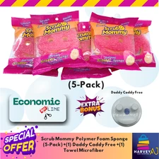 Scrub Mommy Dual-sided Scrubber Scrubbing Sponge-Lot of 5 Pack -Free Daddy Caddy